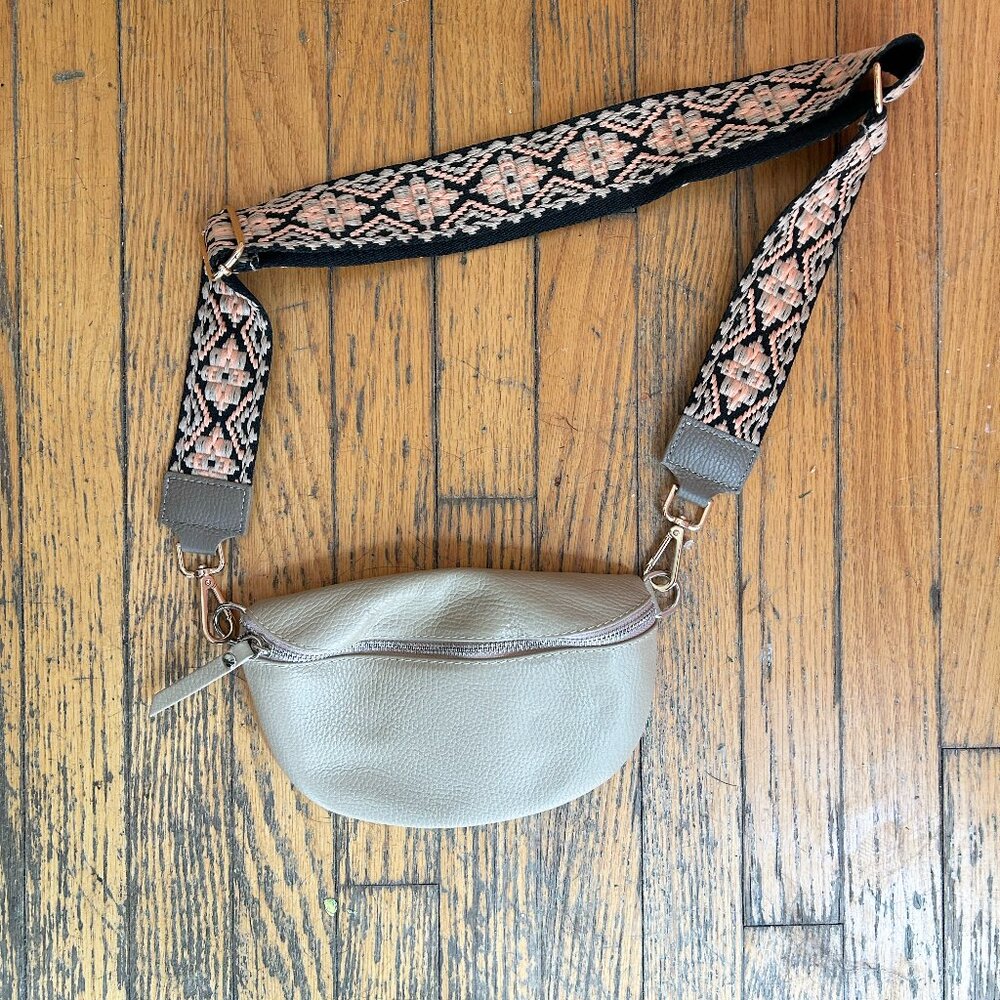 NWOT Genuine Leather crossbody bag with woven strap